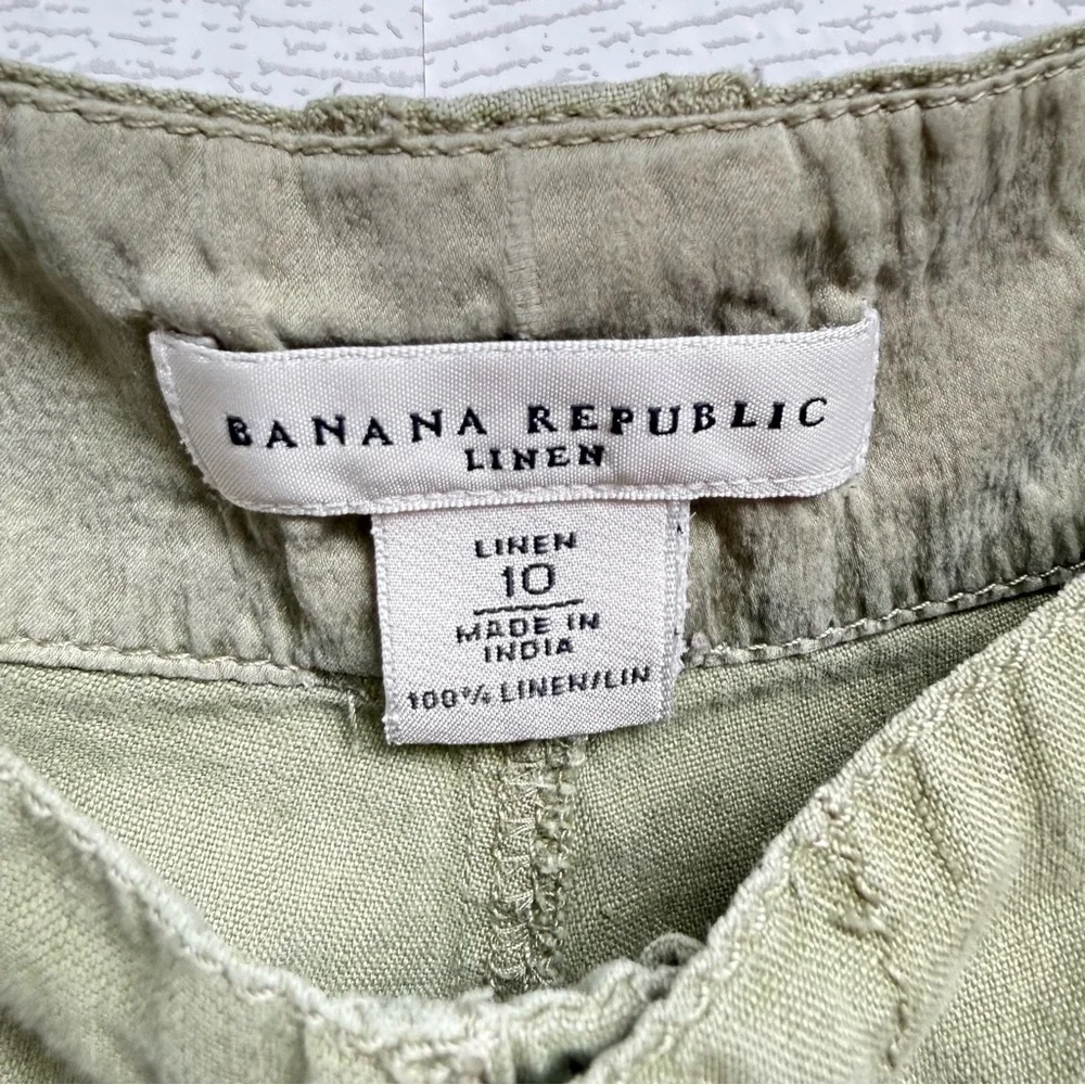 Banana Republic | Olive Green Wide Leg Linen Pants | Size 10